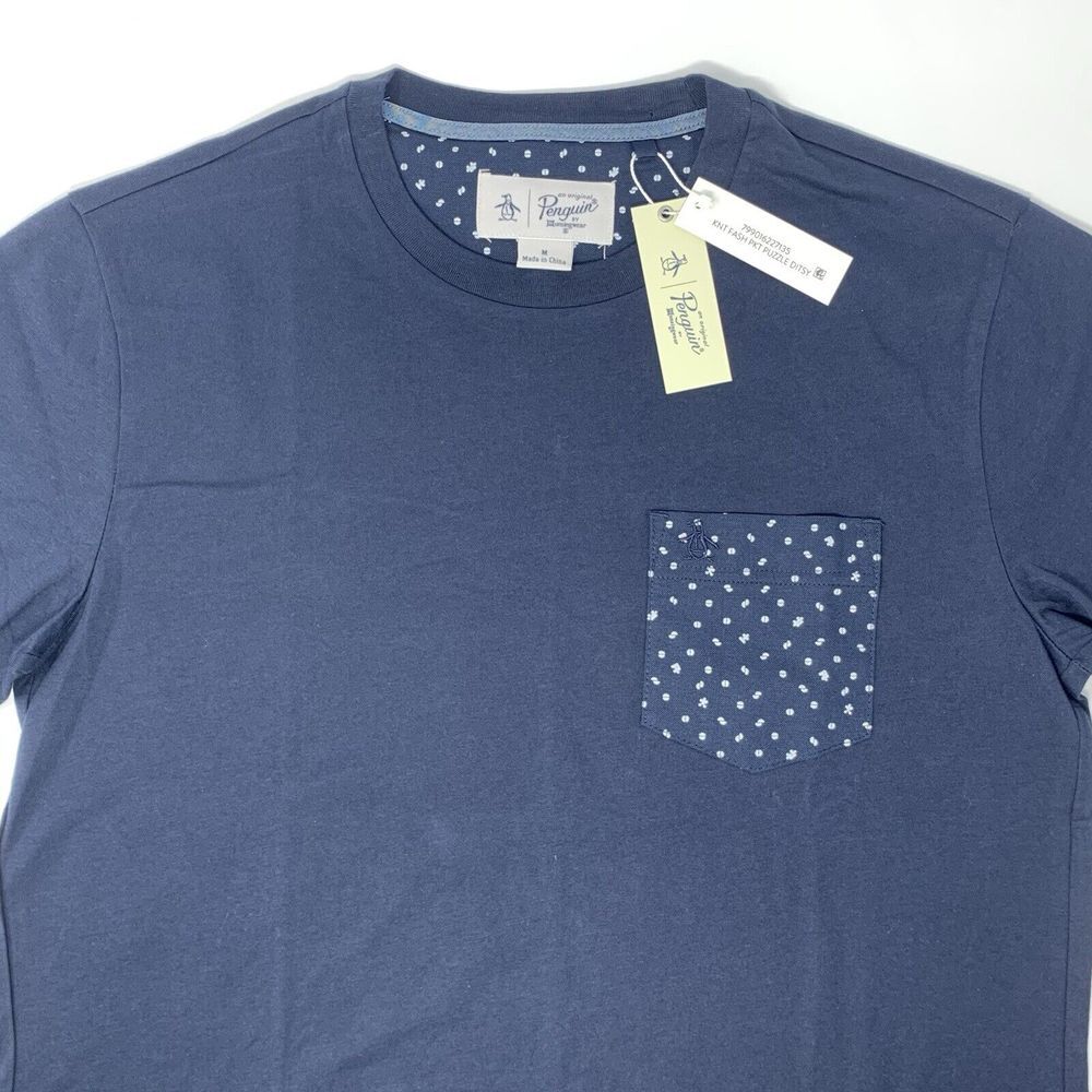 Original Penguin Dark Sapphire Mens Short Sleeve T-Shirt with Pocket Size Medium